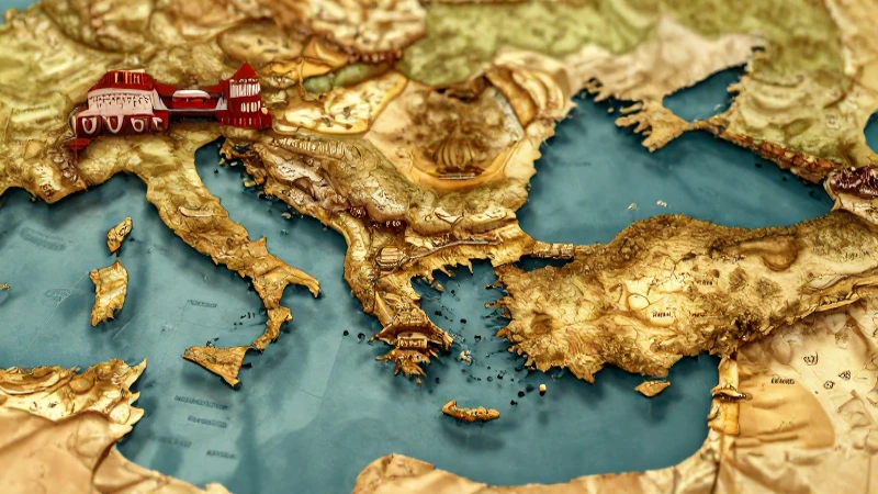 Mapa conceptual sobre el Imperio Otomano 5 Mapa otomano con iluminación volumétrica cálida