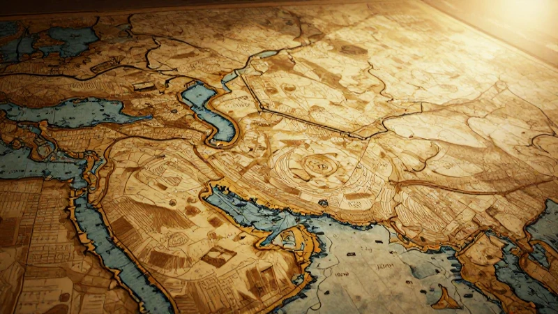 Antiguo mapa persa con luz dramática