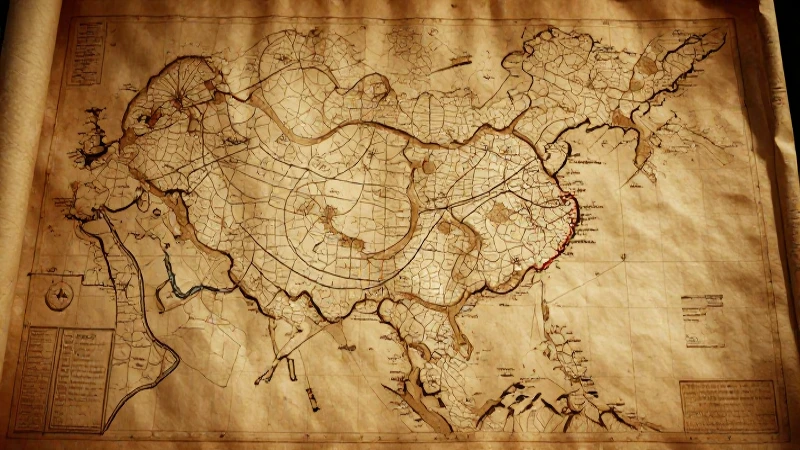 Mapa persa antiguo con cálidos tonos sepia