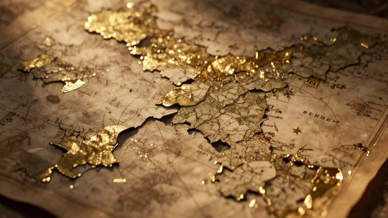 Mapa del Islam: origen y expansión a lo largo de la historia 8 Fragmentos antiguos dorados con luz cálida