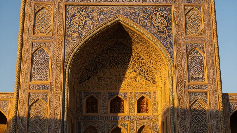 Mapa del Islam: origen y expansión a lo largo de la historia 3 Mezquita antigua con luz dorada simétrica