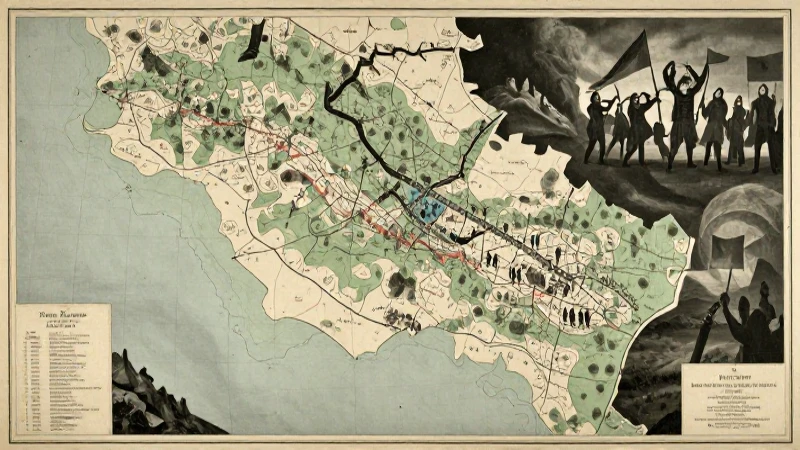 Fragmentos del mapa colonial con protestas dramáticas