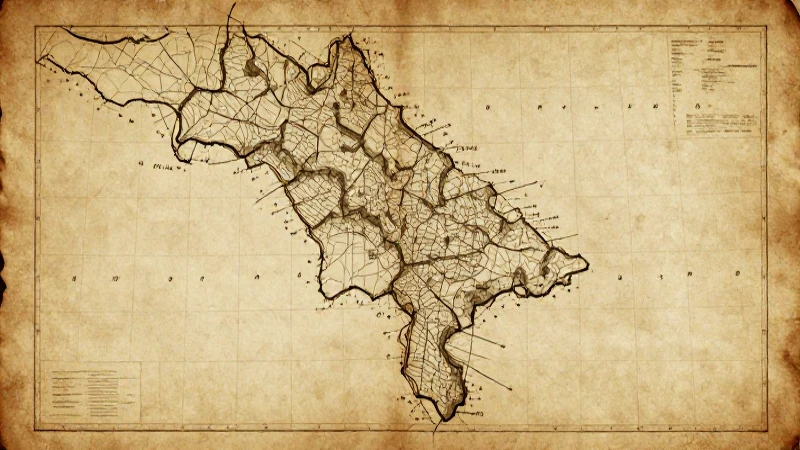Mapa antiguo en tonos sépia descoloridos