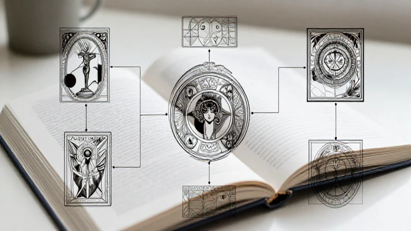 Libro abierto con diagrama estilizado, luz suave