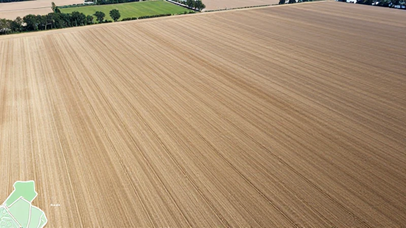 Campo cultivado visto desde dron con mapa