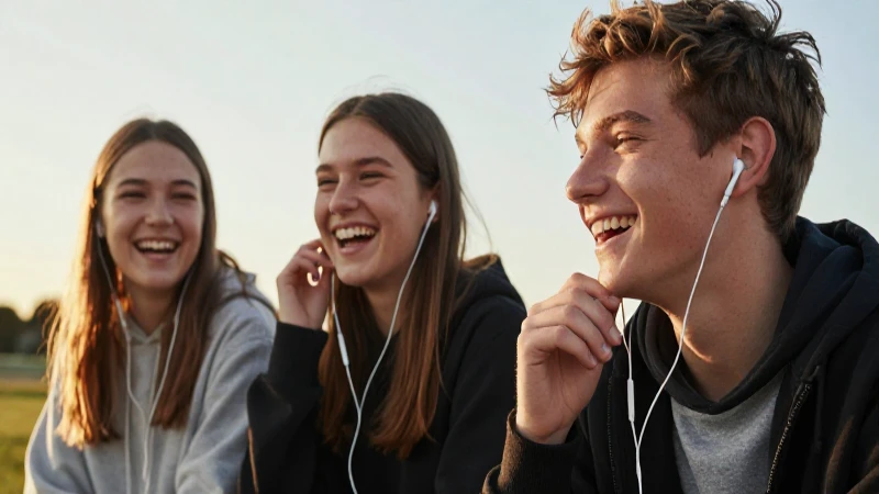 Cuáles son las conexiones clave en la amistad adolescente 9 Adolescentes ríen con auriculares a la luz dorada