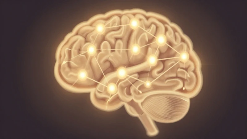 Ilustración cerebral digital, cálida e interconectada