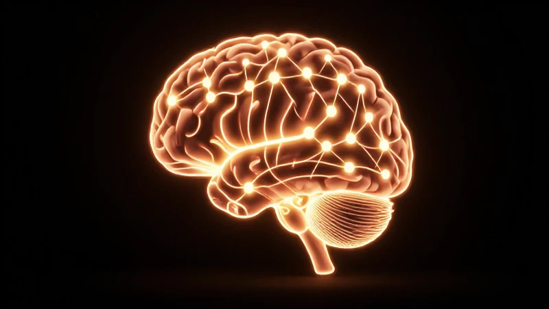 Diagrama cerebral brillante con conexiones digitales