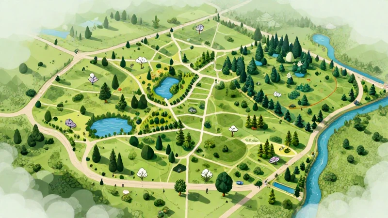 Mapa ecológico ilustrado con luz natural