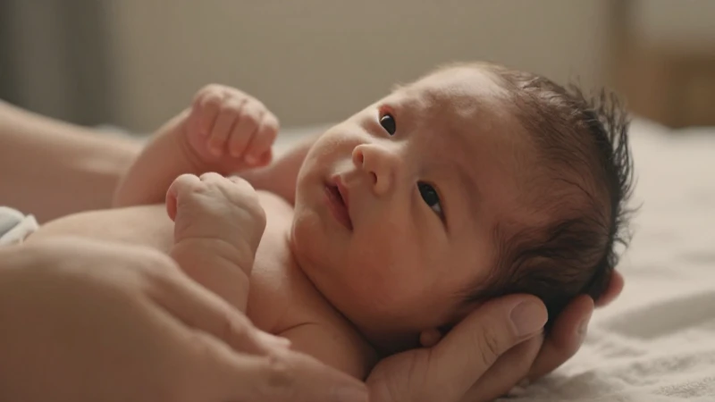 Bebé recién nacido en manos maternas, suavemente iluminado