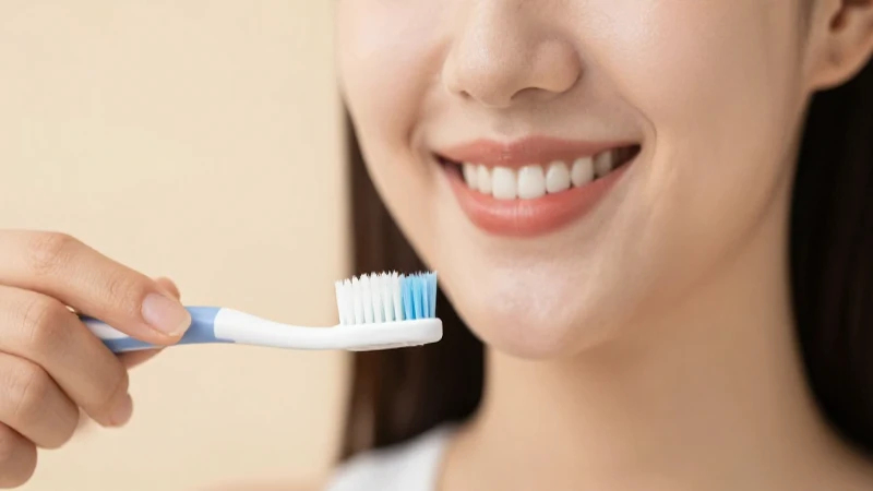 Sonrisa brillante con cepillo dental cercano