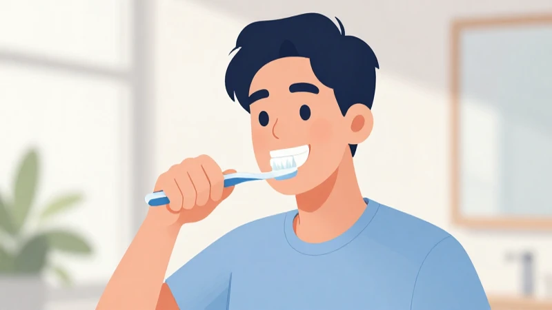 Ilustración de alguien cepillándose los dientes sonriendo