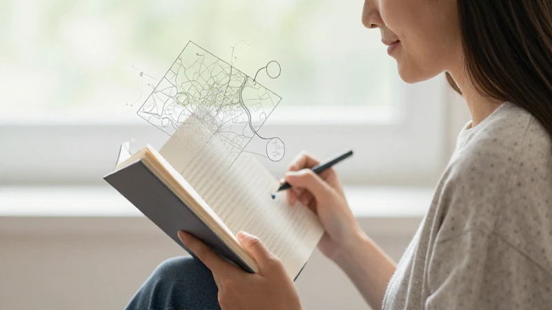 Mujer lee con mapa y luz suave