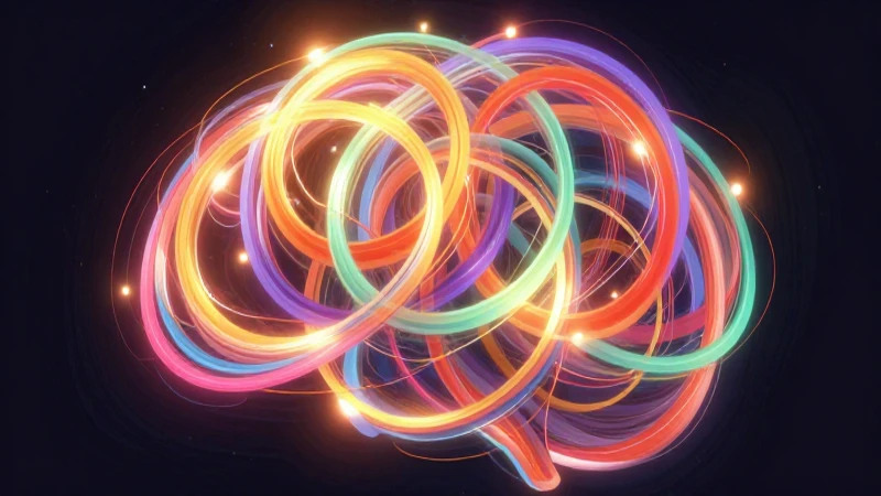 Círculos luminosos e interconectados forman cerebro abstracto
