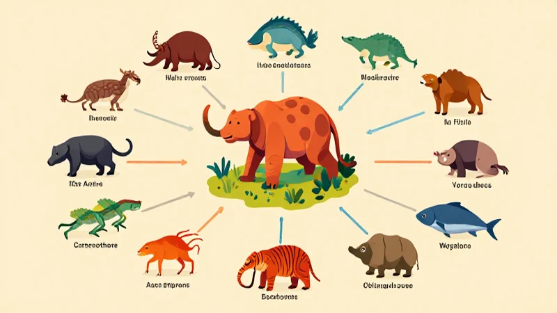 Ilustración vibrante de animales vertebrados en isométrico