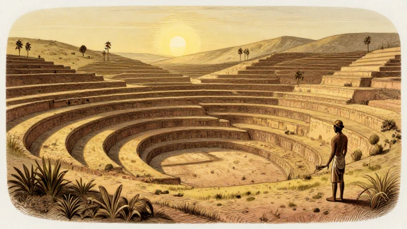 Agricultor azteca cultivaba terrazas bajo sol dorado