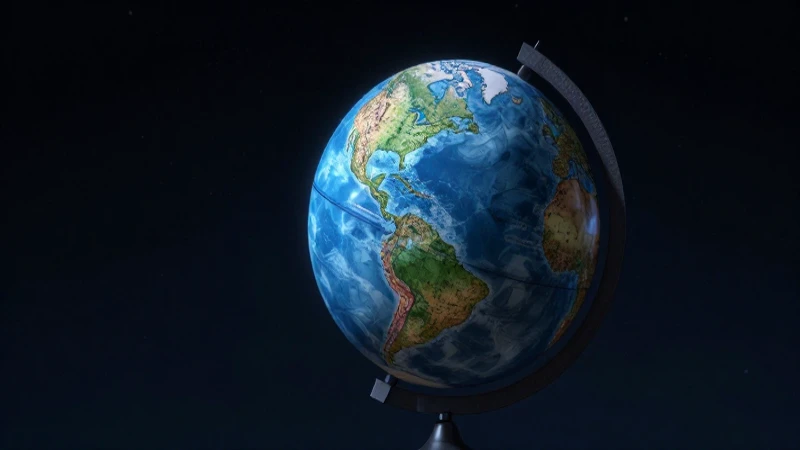 Globo terrestre inclinado con luz dramática