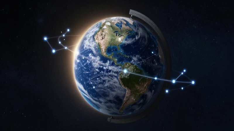 Globo terráqueo, estrellas y luz cinematográfica