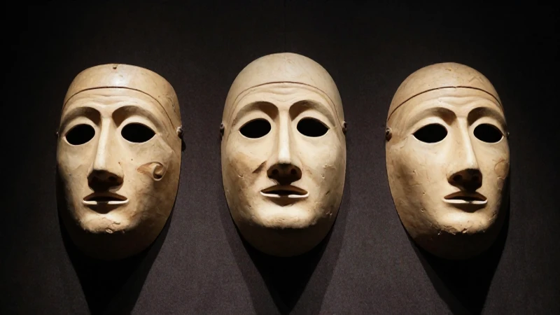 Máscaras griegas, sombras dramáticas, estilo clásico