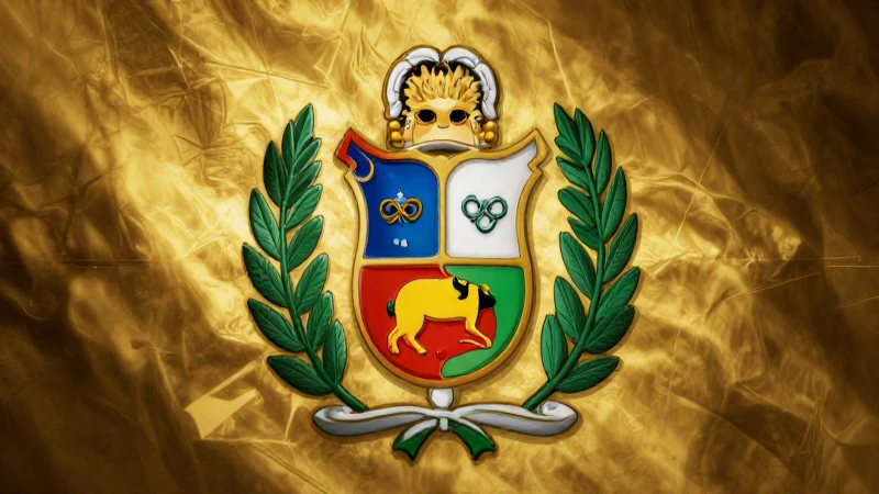 Cuál es el significado de los símbolos patrios del Perú 5 Escudo peruano con vicuña, dorado y detallado