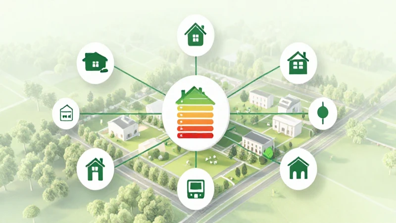 Qué conceptos y beneficios tiene un mapa mental del ahorro energético 6 Vivienda eficiente, vista aérea e iluminación suave