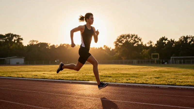 Atleta corriendo al atardecer, imagen cinematográfica