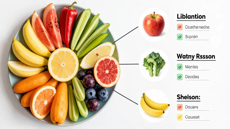 Cuál es el mapa mental que representa el plato del buen comer 10 Frutas y verduras sobre plano colorido
