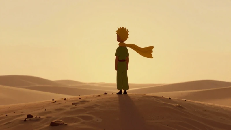 Silueta del Principito en desierto dorado