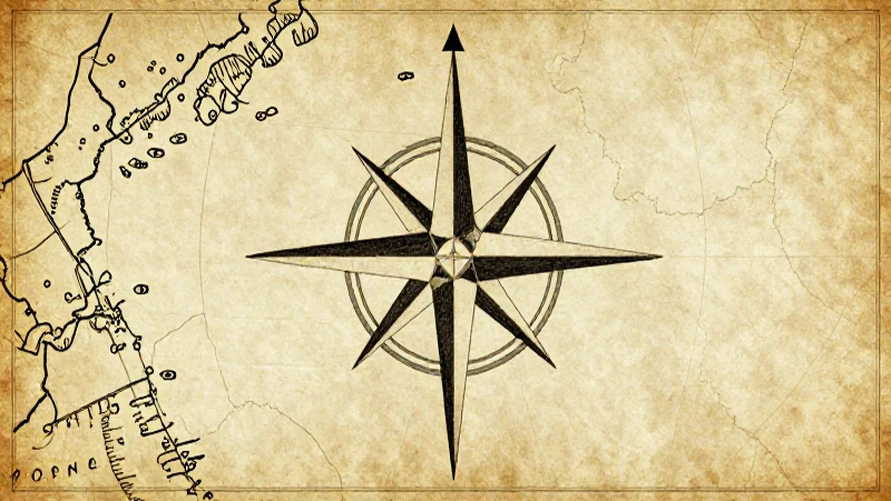 Mapa antiguo con brújula estilizada