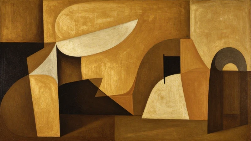 Pintura renacentista con formas y luz dorada