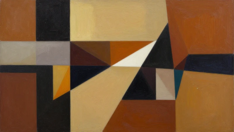 Pintura abstracta vibrante, formas geométricas cercanas