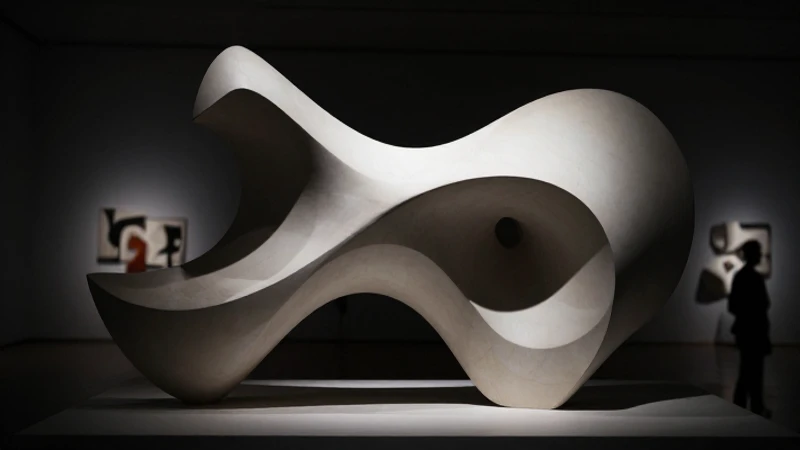 Escultura abstracta con luz dramática y difusa