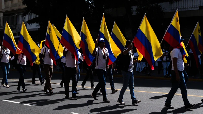 Manifestantes marchan bajo luz dramática