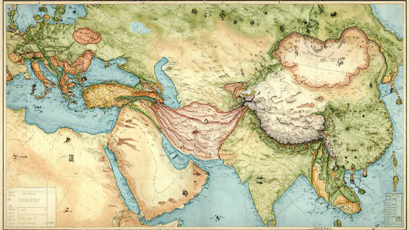 Mapa antiguo, colorido y detallado