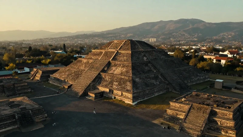 Exploramos la historia de Teotihuacán con mapas conceptuales 6 Pirámide de Teotihuacán al amanecer, cinematográfica