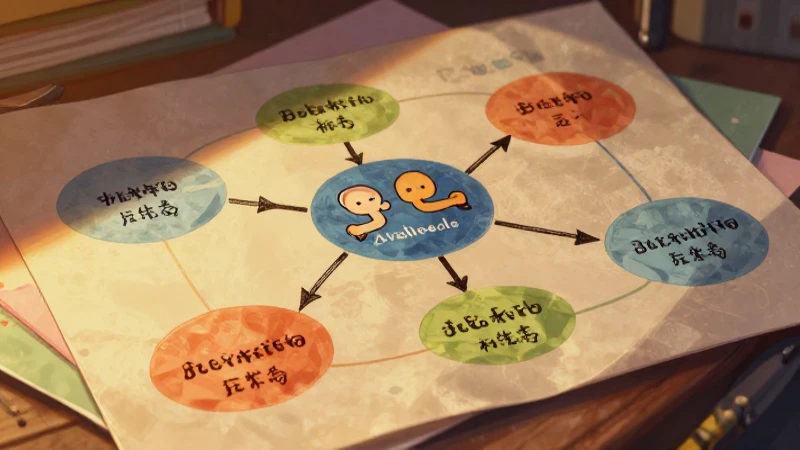 Cómo crear un mapa conceptual del cuento paso a paso 9 Ilustración vibrante, diagrama cercano e iluminado cálidamente