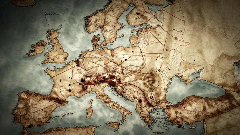 Mapa antiguo bélico con iluminación dramática
