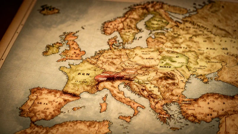 Mapa antiguo europeo con iluminación cinematográfica