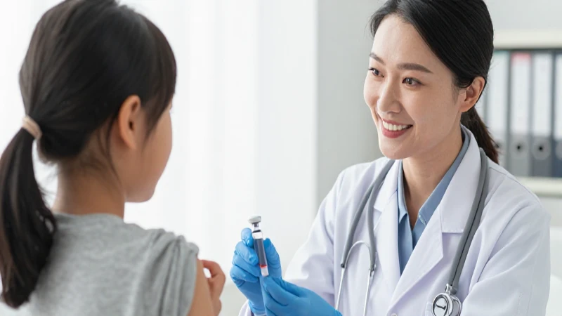 Niño vacunado; médico sonríe con luz suave