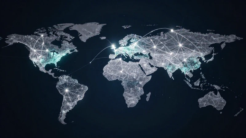 Mapa digital brillante e interconectado