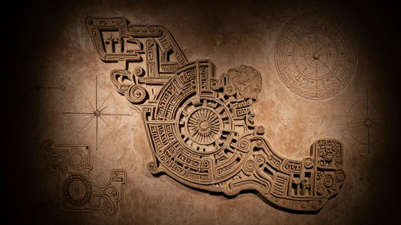 Mapas antiguos mexicanos con luces dramáticas