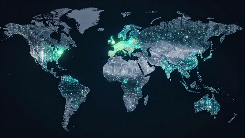 Guía completa sobre mapas demográficos y su concepto 5 Mapa estilizado con datos brillantes e iluminación cinematográfica