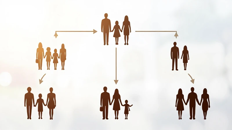 Genealogía minimalista con siluetas difusas