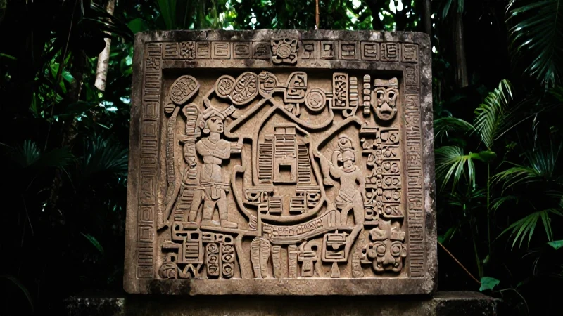 Mapa olmeca simétrico en selva oscura