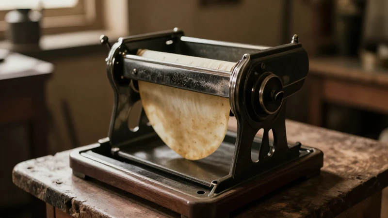 Máquina antigua de tortillas en foto cálida