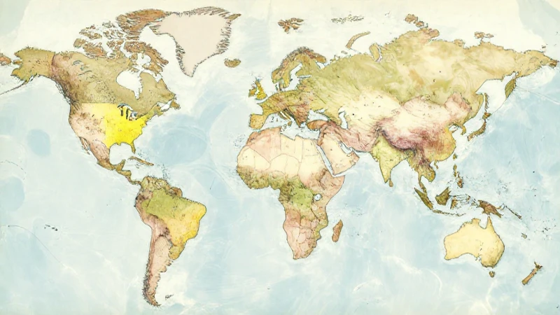 Mapa antiguo del mundo con mares destacados