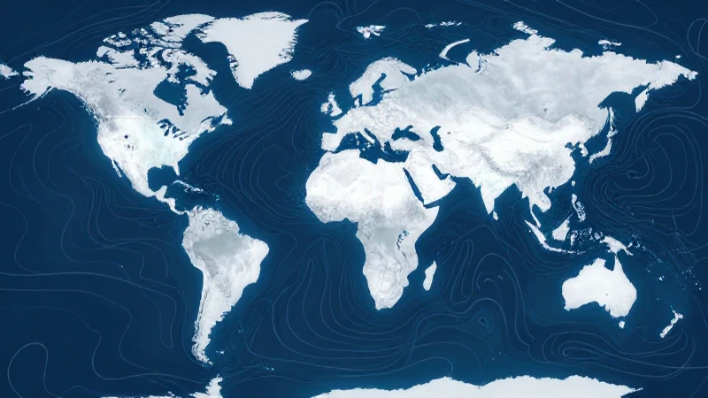 Mapa estilizado con corrientes oceánicas suaves