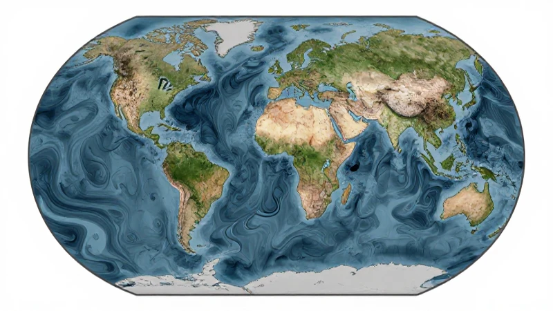 Mapa global estilizado con luces dramáticas