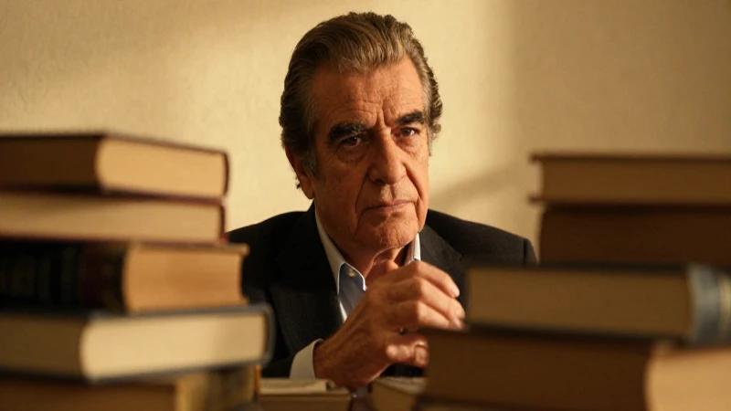 Mario Vargas Llosa: Línea de tiempo de su vida y obra 3 Retrato literario, luz cálida y enfoque selectivo