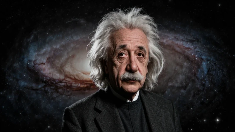 Evolución de la materia continua y discontinua en timeline 6 Retrato de Einstein en galaxia dramática
